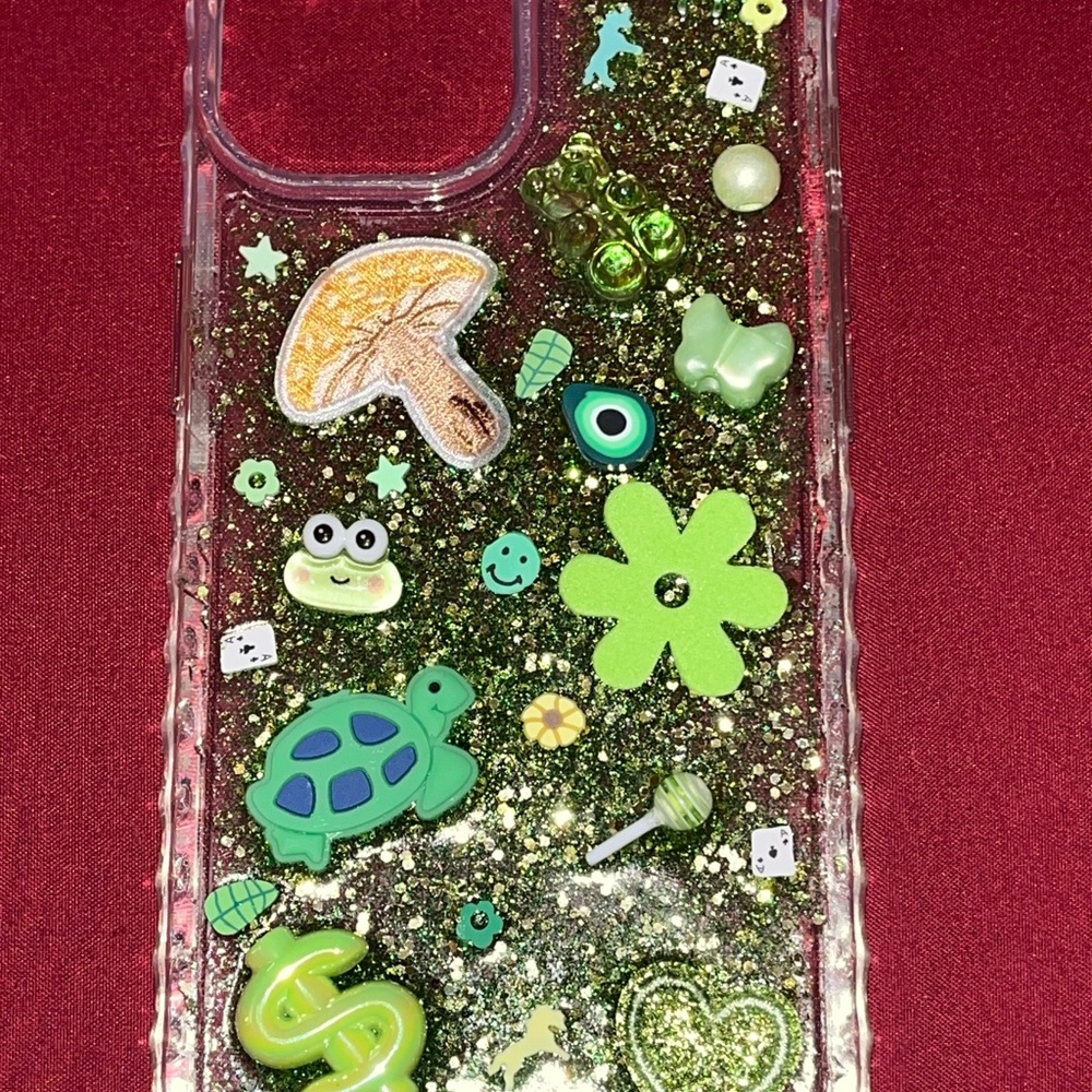 Green Glitter Turtle Phone junk cases